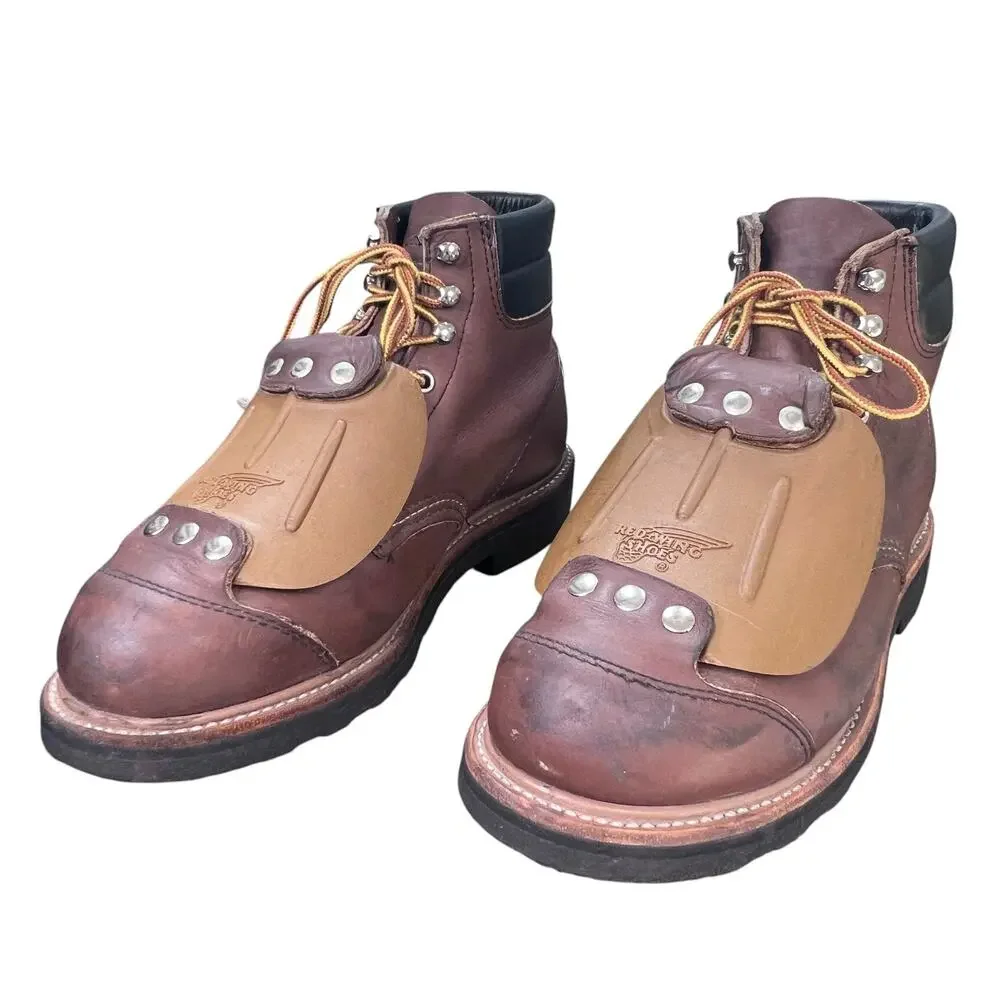 Vintage Red Wing 3511 Steel Toe Brown Metatarsal Guard Work Boots Size 8.5 D